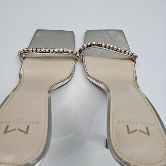 Marc Fisher Karima Rhinestone Heel Sz 9 Metallic Gold Leather Ankle Strap Sandal - Picture 13 of 16